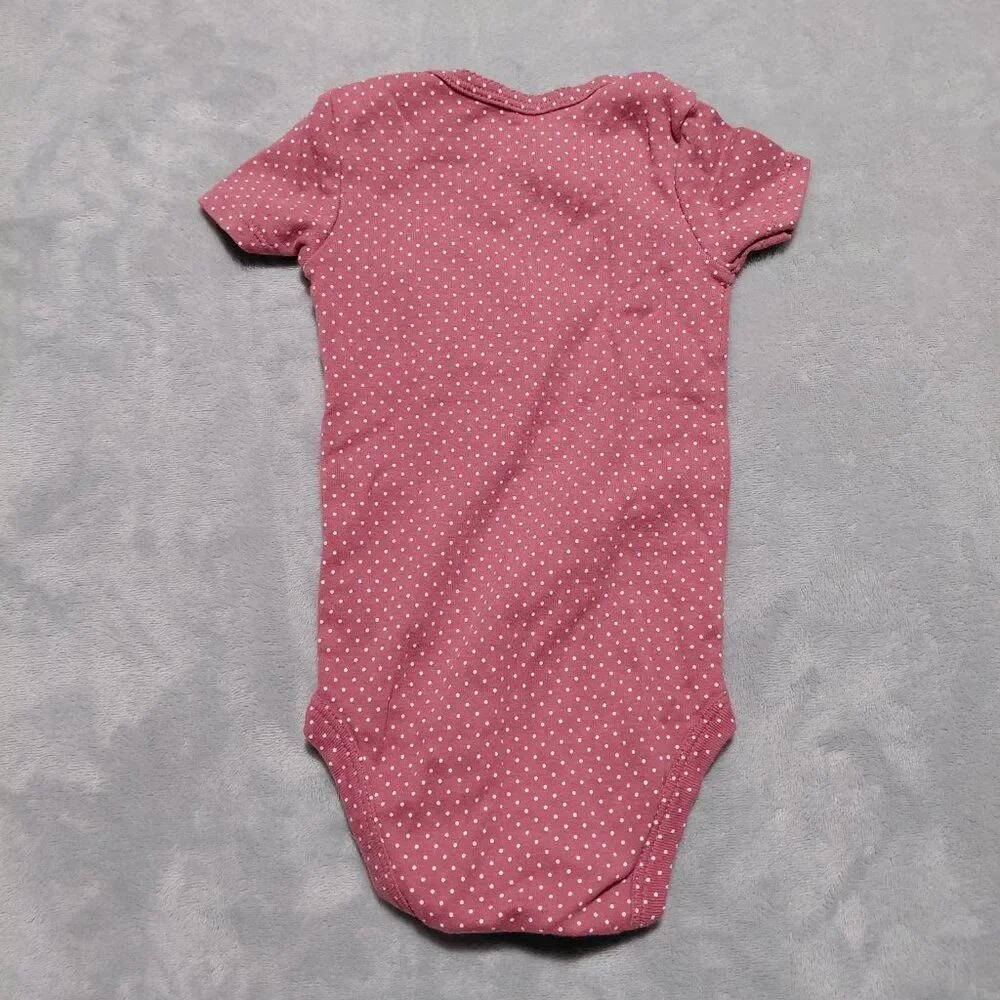 Carter's 12M Bodysuit Short Sleeve Spring Bunny Easter Pink w/ Polka Dots